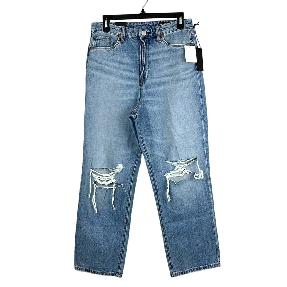 Blank NYC Womens 28 The Baxter Straight Leg Distressed Button Fly Jeans NWT